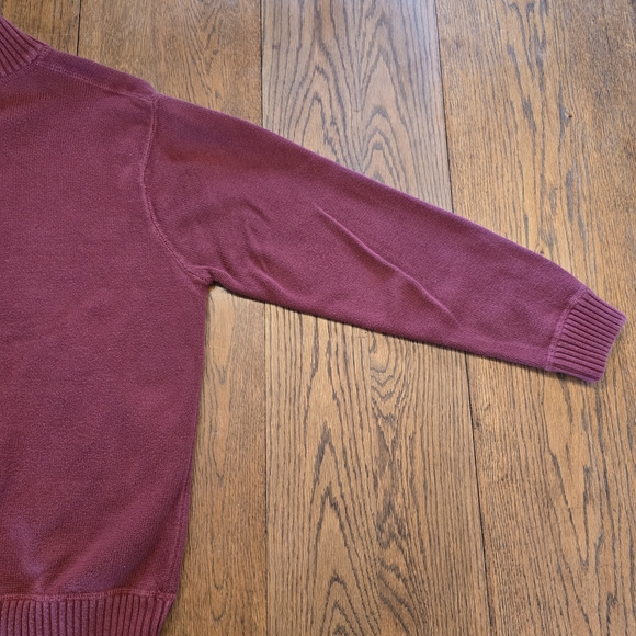 Eddie Bauer Burgundy Quarter Zip Cotton Sweater Pullover Large - Picture 7 of 8